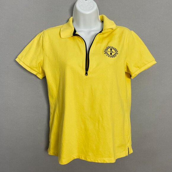 L-RL Ralph Lauren Active Polo Shirt Quarter Zip Women Small Yellow Short Sleeve - Picture 1 of 11